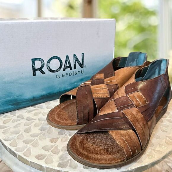 Roan by Bed Stu Alacrity Leather Sandal Brown/Tan Women's Size 9 EU 40 - Picture 3 of 13
